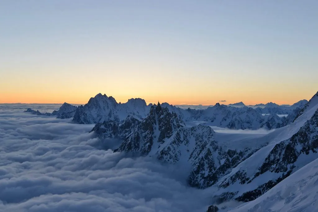 erstes Tageslicht auf dem Mont Blanc
